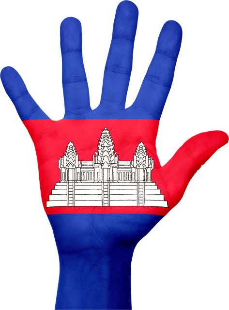Kambodscha - Flagge Hand